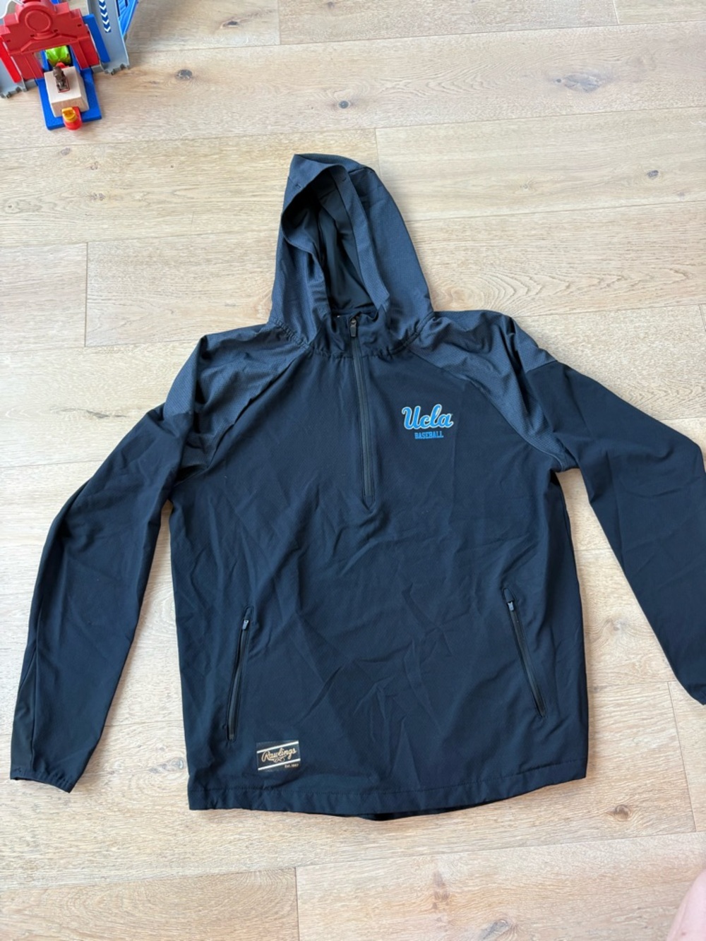 Rawlings UCLA Baseball Black Hooded Windbreaker